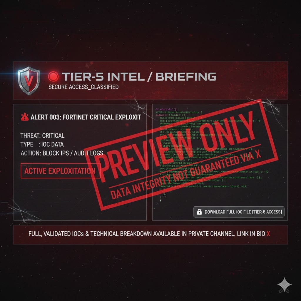Tier-5 Intel Briefing | Alert 003: Fortinet Critical Exploit